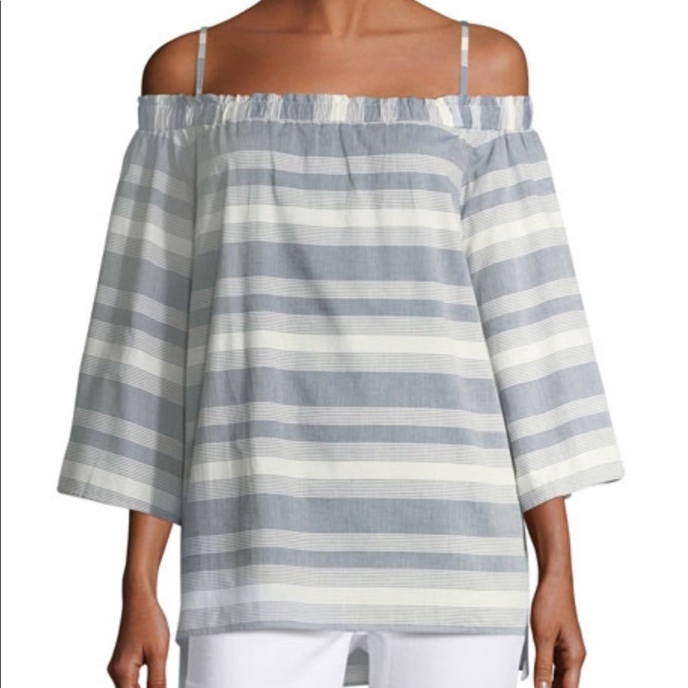 Tahari ASL Woven Top in Stripes